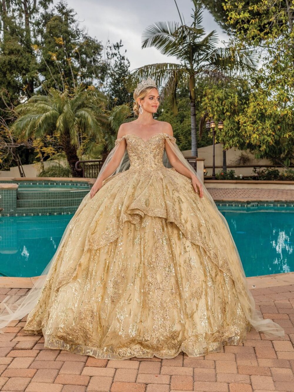 NEW GOLD Quinceanera Ball Gown Floor Length Formal Elegant 1782gold